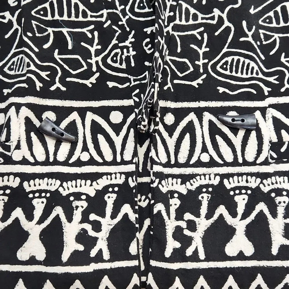 VINTAGE SamHilu black and white cotton fish tribe jacket size L - Picture 13 of 14